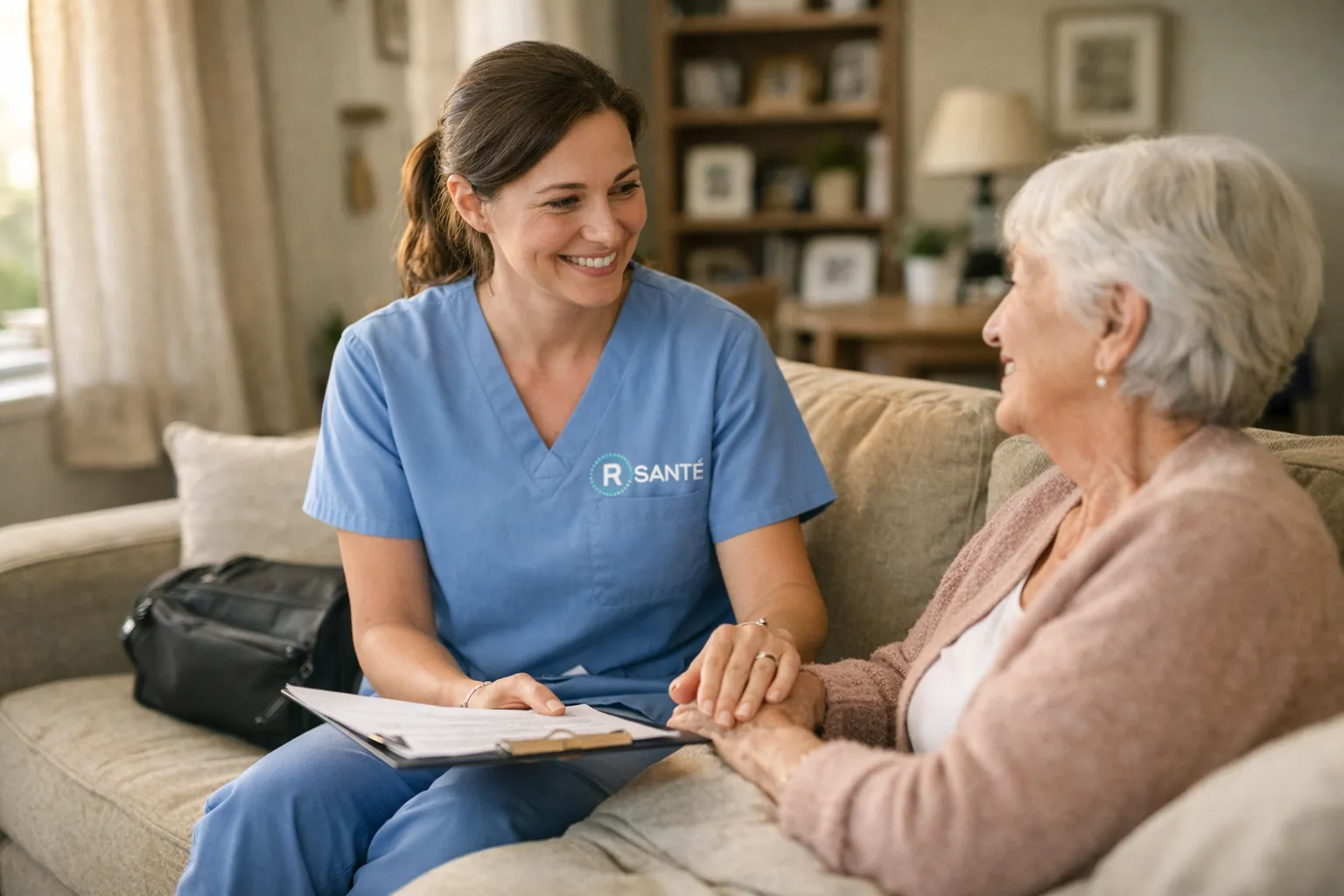 Accompagnement patient à domicile par une professionnelle R Santé